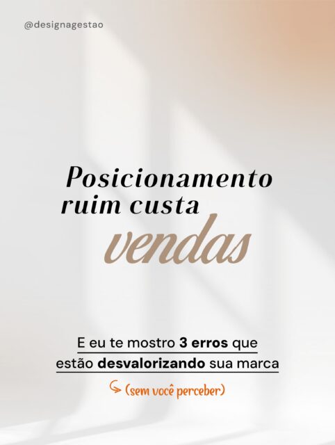 Posicionamento estratégico é a decisão consciente de como você quer ser percebida, antes mesmo de qualquer venda acontecer...

Não é sobre o que você faz. É sobre como você é lembrada. ✨

▫️ Quando está claro, a marca fala por si, atrai o cliente certo e justifica seu valor sem esforço.

❕Quando é fraco, a marca compete por preço
(e empreendedoras que entregam muito ganham pouco)

E esses 3 erros são os mais comuns (e os mais caros)